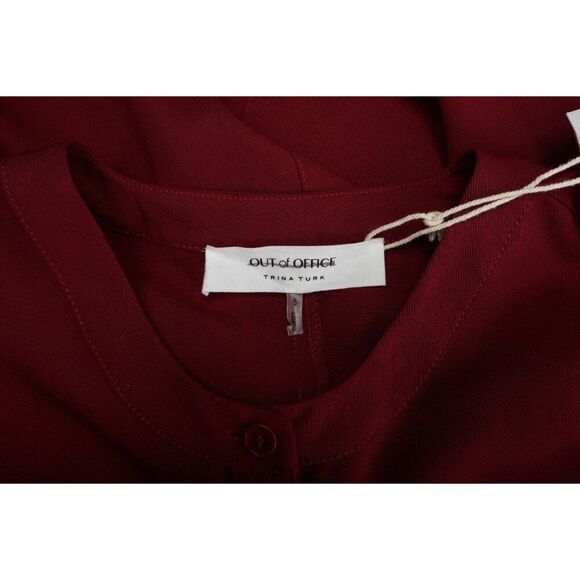 Trina Turk Womens Boyant Shirt Dress Sz 8 Maroon Red Short sleeved NWT NO BELT - Picture 6 of 6